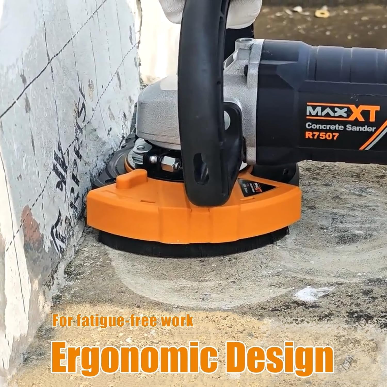 MAXXT 5" Concrete Surfacing Grinder, 1500W 14A, 7-Speed Adjustable Angle Grinder Kit with Diamond Disc & Guard, for Stone Cement Marble Granite