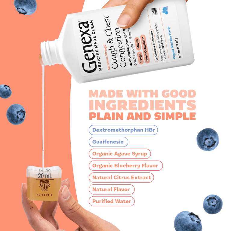 Genexa Cough and Chest Congestion Relief Dye Free 6 fl oz Liquid