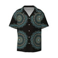 thumbnail image 2 of Lsque Mandala print Men's Cuban Collar Short Sleeve Shirt Summer Beachwear Casual Button Down Fashionable Vacation Leisure Shirt-Large, 2 of 7