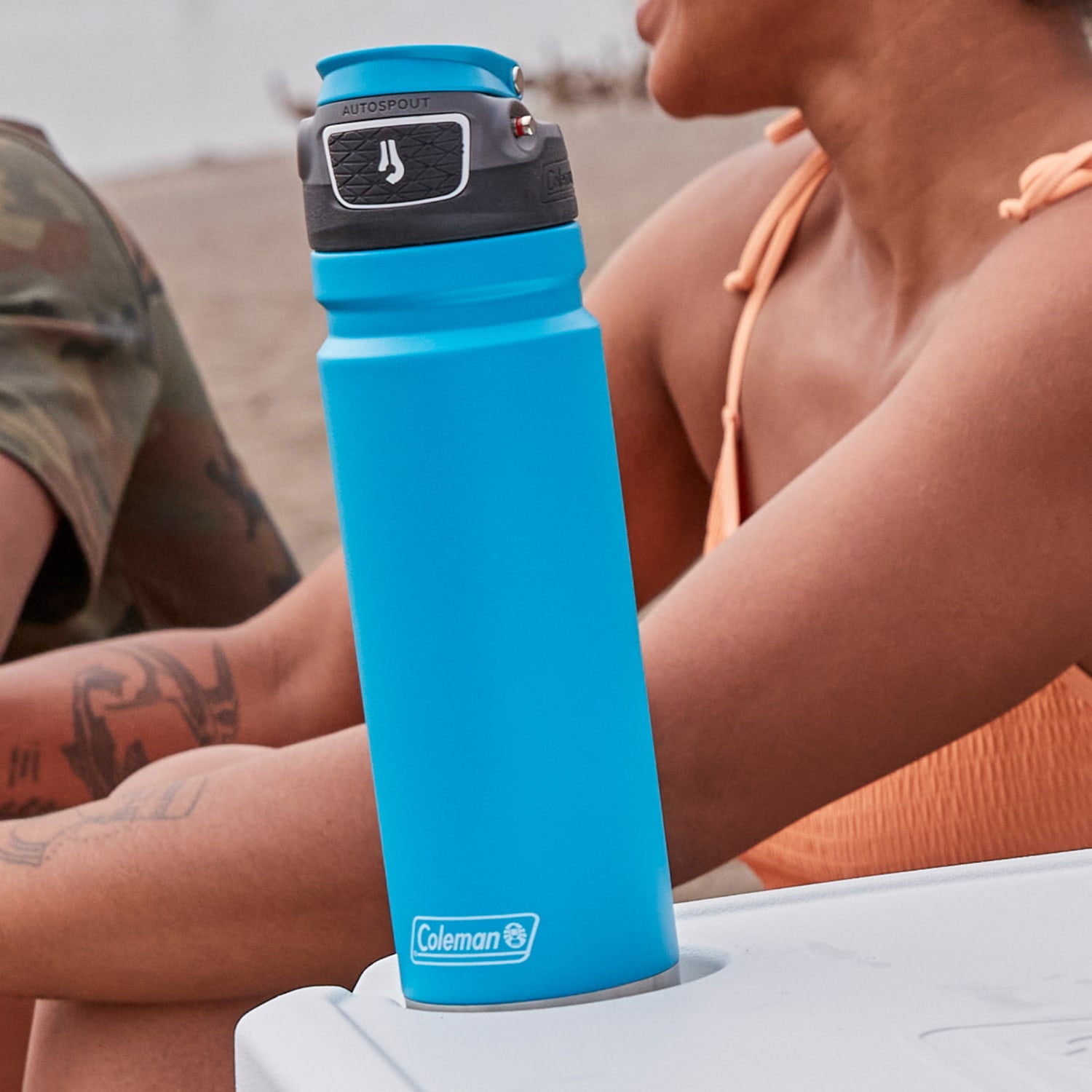 Coleman FreeFlow AUTOSEAL Stainless Steel Water Bottle, 40oz., Caribbean Sea