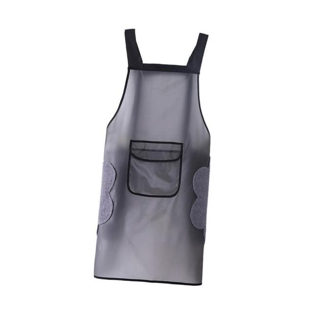 Delantal de cocina, delantal de trabajo, delantal impermeable de TPU para limpiarse las manos, delantal de cocina Negro