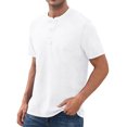 thumbnail image 4 of Iceglad Mens Distressed Henley Shirts Retro Short Sleeve Cotton Tee Shirts Casual Button Down Washed T-Shirts, 4 of 11