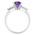 thumbnail image 4 of Clara Pucci 14K White Gold 2ct Amethyst Three-Stone Ring for Women, 4 of 8