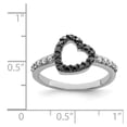 thumbnail image 2 of 925 Sterling Silver Rhodium Black and White Cubic Zirconia Love Heart Ring Size 6 Statement Ring for Women, 2 of 2