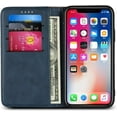 thumbnail image 3 of for iPhone X Wallet Case,Premium PU Leather Flip Folio Case with Card Slot, Stand Holder and Magnetic Closure [TPU Shockproof Interior Protective Case] for iPhone X,Blue+Khaki, 3 of 13