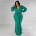 thumbnail image 2 of AURA Women Plus Size V Neck Irregular Dress Long Sleeve Sexy Party Night Dress, 2 of 6