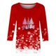 thumbnail image 4 of Camisetas navideñas Wancir para mujer, camisetas con estampado vintage de árbol de Navidad, mangas 3/4, cuello redondo, estilo béisbol, 4 of 4
