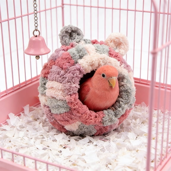 Bird Houses,Bird Nests,Bird Hammock, Cute Colorful Print Cloth Soft Cotton Velvet Winter Warm Hanging Bird Nest House Hut Tent Bed Cave Cage Hideaway for Parrot Parakeet(C)
