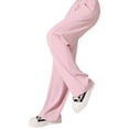 thumbnail image 2 of Pantalones holgados y drapeados, cómodos para el hogar, de cintura alta, elásticos, de color rosa, con pernera recta, bolsillos laterales y cordón, 2 of 8
