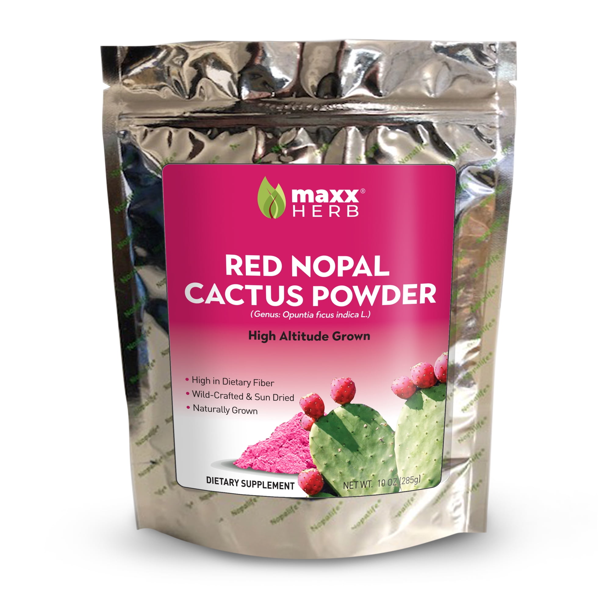 Maxx Herb Red Nopal Cactus Powder, Prickly Pear Fruit Superfood, Digestive & Fiber Support, 10 Oz