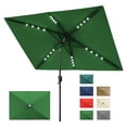 thumbnail image 1 of Solar Powered Rectangular Patio Umbrella 10' x 6.5' with LED Lights – Outdoor Market Table Umbrella with Crank, Push Button Tilt, 6 Sturdy Ribs for Garden, Deck, Lawn, Pool – Deep Green, 1 of 8