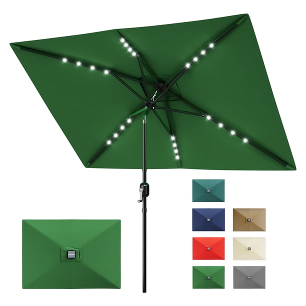 Garvee sombrilla rectangular para patio de 10 x 6.5 pies, con manivela y botón de inclinación, 6 varillas resistentes, ideal para mesa de jardín, terraza y césped