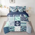 thumbnail image 2 of Feelyou Kawaii Whale Starfish Bedding Comforter Set 7 Pieces for Kids, Cartoon Nautical Anchor Full Bedding Set, Green Plaid Buffalo Reversible Fitted Sheet Flat Sheet, Luxury Bedroom Decor, 2 of 8