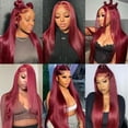 thumbnail image 7 of 99J Burgundy Lace Front Wigs Human Hair 13X4 Straight 99J HD Lace Frontal Human Hair Wig for Women Pre Plucked Burgundy Transparent Lace Front Wig Colored 180% Density Wine Red Wig, 7 of 7