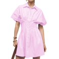 thumbnail image 1 of Vestido camisero Dsewpaur para mujer, con botones en la parte delantera, plisado a rayas, 1 of 4