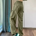 thumbnail image 5 of ZACPNCV Womens Loose Wide Leg Pants Solid Color Fashion Casual Loose Broad Leg Full Length Pants Olive Green, 5 of 7