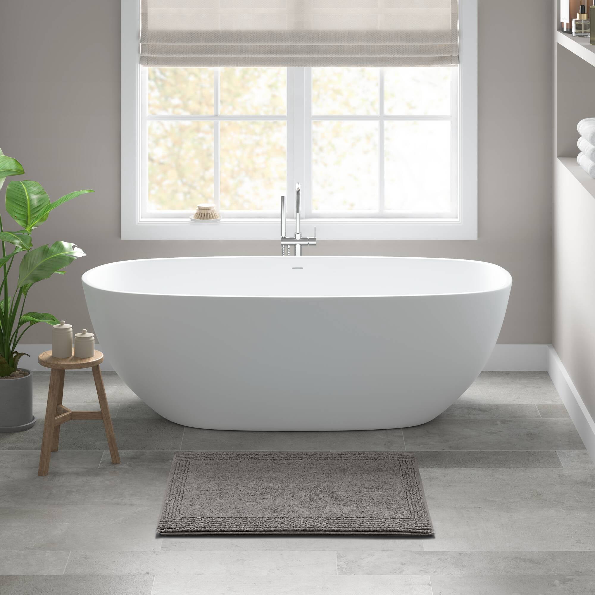 17x24 Inches Reversible Bath Rug, 100% Cotton 3000 GSM Tufted Bath Mat, Charcoal Luxury Soft Plush Bathroom Rug for Bathroom Shower Floor Home Decor