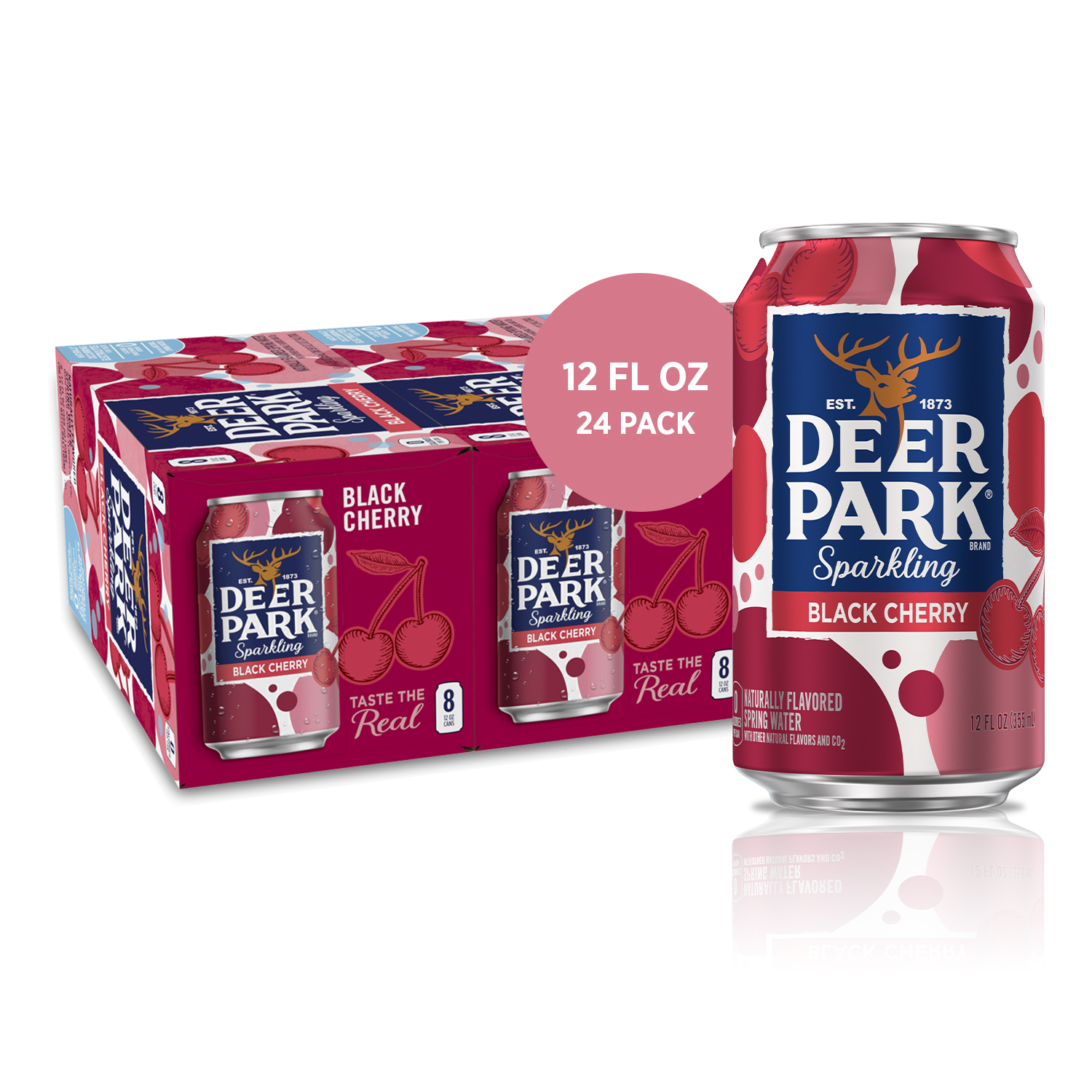 Deer Park Sparkling Water, Black Cherry , 12 oz. Cans (24 Count
