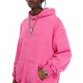 thumbnail image 3 of Men Hoodies Oversized Unisex Acid Wash Hoodie Vintage Cotton Sweatshirt Rose Red M, 3 of 9