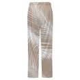 thumbnail image 6 of Palm Leaf Print Beige Winter Female Pants Flannel High Waist Women Pants Lady Warm Straight Leg Plush Trousers, 6 of 7