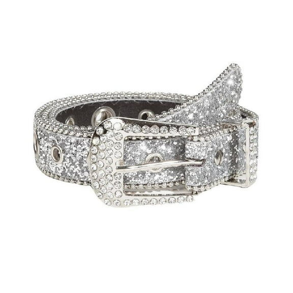 Yokua Western Style Cowboy Bling Rhinestone Buckle Belt Full Sequins Belt for Adult