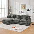 thumbnail image 2 of 101.9" L-Shape Sectional Sofa Couch with Movable Footstool, 3-Seater Modular Chenille Upholstered Sleeper Cloud Sofa Couches for Living Room, Apartment, Office, Grey, 2 of 9