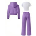 thumbnail image 5 of YunPes Boys Girls 3 Piece Outfits Athletic Sweatsuit T-Shirts + Zip up Hooded Jacket + Baggy Wide Leg Track Pants Sets for Kids, 5 of 6