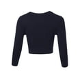 thumbnail image 3 of A2Y Women's Solid Cropped Bolero 3/4 Sleeve Button Down V-Neck Cardigan Sweater Navy 2XL, 3 of 5