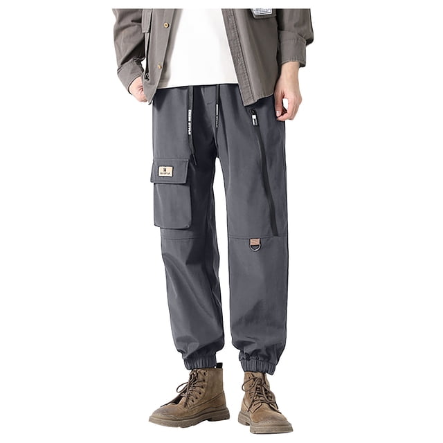 Cargo Pants Men's Casual Drawstring Overalls Ankle Banded Pants Multi-pocket Pants Trousers on Clearance