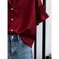 thumbnail image 4 of Women's Button Front Shirt with Collar and Ruffle Sleeves Short Sleeve Top for Summer Office Daily Wear, 4 of 4