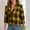 Yellow, variant on Loose V-Neck Plaid Shirt for Women, Button up Fashion Flannel Jackets, Long Sleeves Fall Comfy Tops