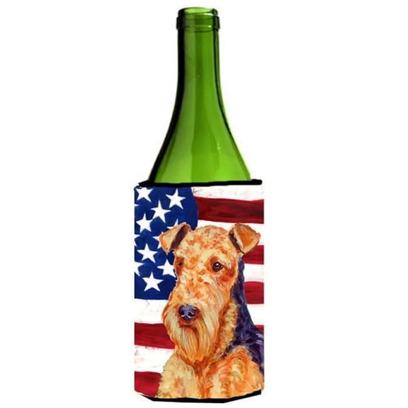 Usa American Flag With Airedale Wine bottle sleeve Hugger