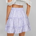 thumbnail image 2 of Womens Boho Print Short Skirt Casual Ruffle Layered Pleated Skirt Sexy High Waist Stretch Mini Skate Skirt, 2 of 5