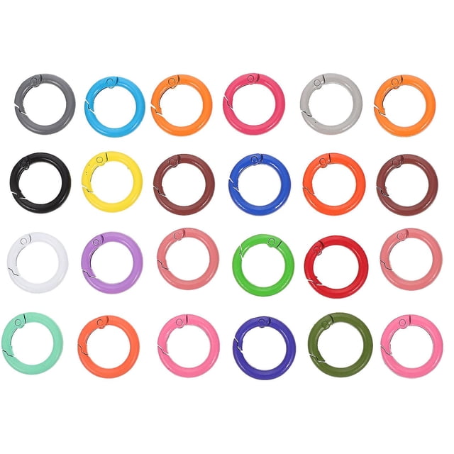 24 Pcs Carabiners Spring Snap Hooks Round Carabiner Snap Clips Carabiner Snap Clip O Ring Buckle Key Ring Clip