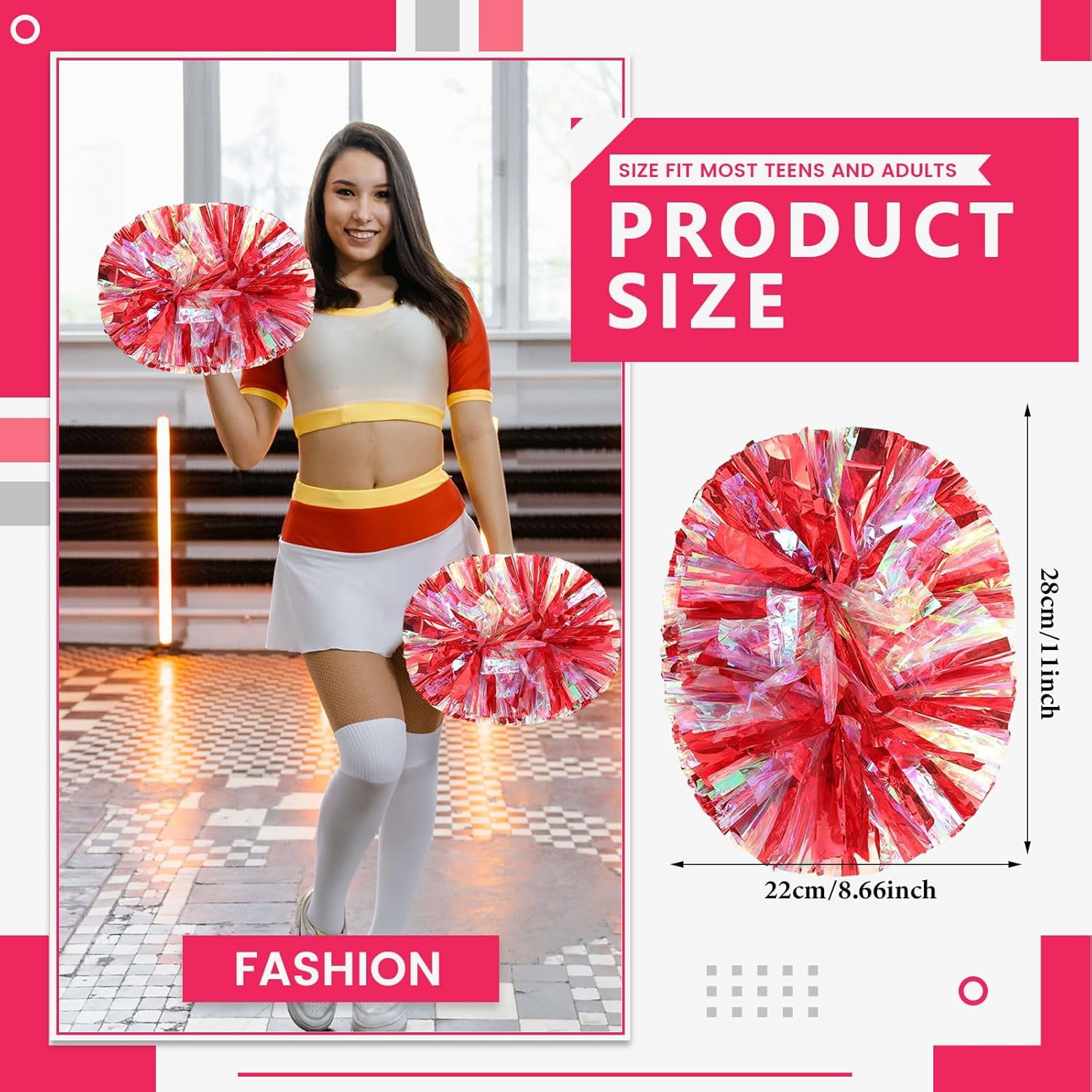 20 Pack Cheerleading pom poms,Handheld Cheer pom poms, Sports Cheer Plastic Pom Poms Cheerleading for Sports Team Spirit Cheering (Colorful+Blue)