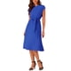 thumbnail image 3 of Vestido plisado de mujer Inspire Chic, cuello redondo, sin mangas, con cinturón en la cintura, vestido A-line, tamaño L, azul real, 3 of 5