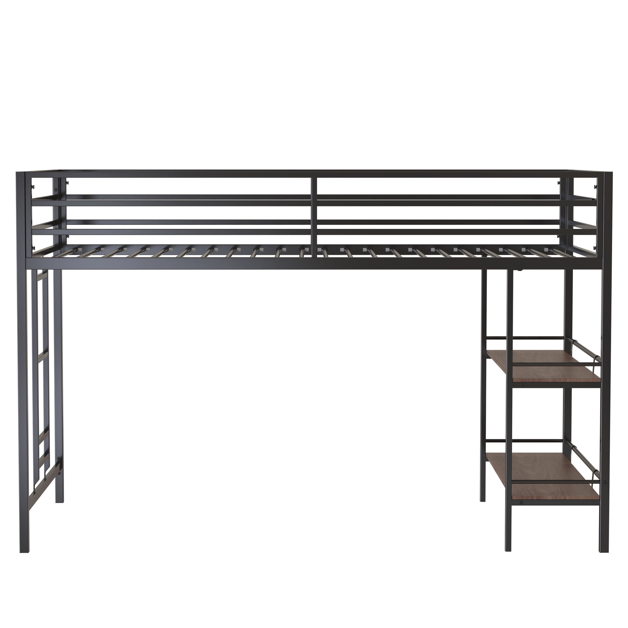 Miniyam Modern Metal Twin Size Loft Bed with Desk for Kids and Teens, Black