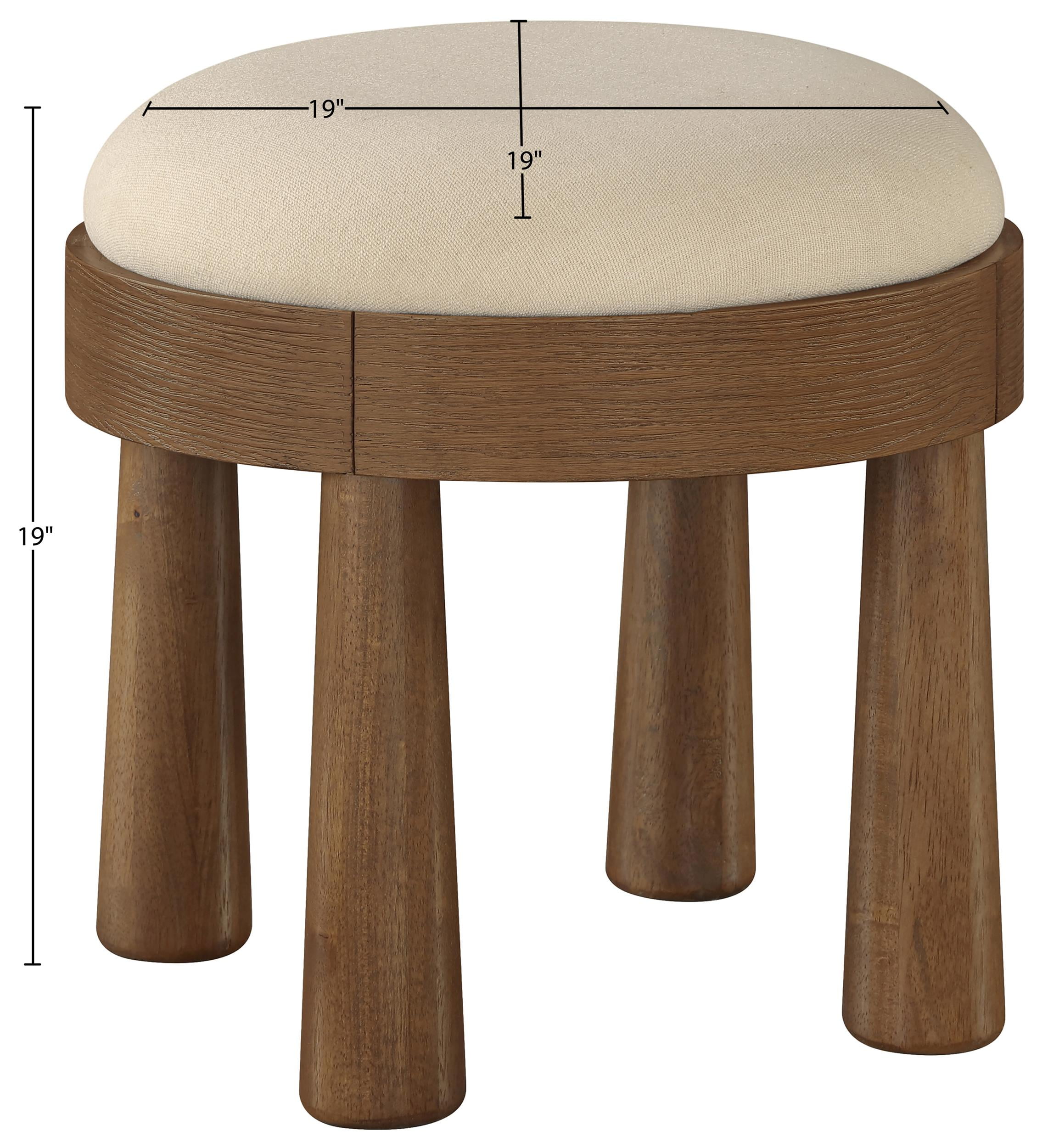 Meridian Furniture Larea Beige Linen Textured Fabric Upholstered Ottoman
