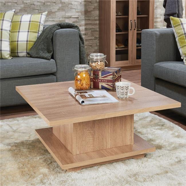 Benzara BM186982 Contemporary Square Wooden Coffee Table with Storage