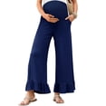 thumbnail image 3 of Solid Color Pregnancy Maternity Women Flared Wide Leg Casual Pants, 3 of 6