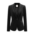 thumbnail image 1 of Abrigo de oficina Allegra K para Mujer chaqueta de terciopelo con Botones y cuello chal Negro S, 1 of 7