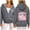 Dark Gray, variant on Womens Pink Flower Zip Up Hoodies Preppy Style Trendy Bubble Letter Print Casual Pullover Sweatshirts Long Sleeve Tops Preppy Hoodies Pink XXXL