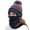 Navy Blue, variant on 3PCS Fleece Lined Women Knit Beanie Scarf Mouth Mask Set for Girl Winter Ski Hat with Pompom