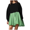 thumbnail image 1 of Pisexur Robes pour Femmes 2024 Mode Robe Midi à Imprimé Rayé Col Rond Robe à Manches Longues Robe Fluide Ample Robe d'Automne Décontractée Robe Trapèze Mini Robe de Cocktail Confort Robes pour les Vacances et le Retour à la Maison, 1 of 5