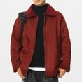 thumbnail image 7 of Maoxin Mens Jacket Men's Vintage Warm Solid Color Zipper Pocket Long Sleeved Casual Jacket Red L, 7 of 7