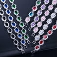 thumbnail image 5 of Silver Plated Multicolored CZ Crystal Oval Flower Charm Bracelet for Women Gift, 5 of 9