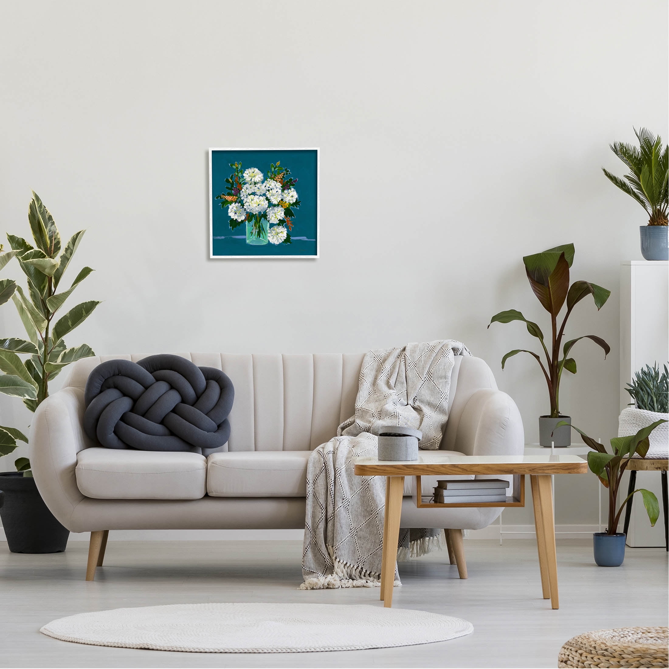 Stupell Industries White Hydrangea Modern Bouquet Painting White Framed Art Print Wall Art, Design by Liz Jardine
