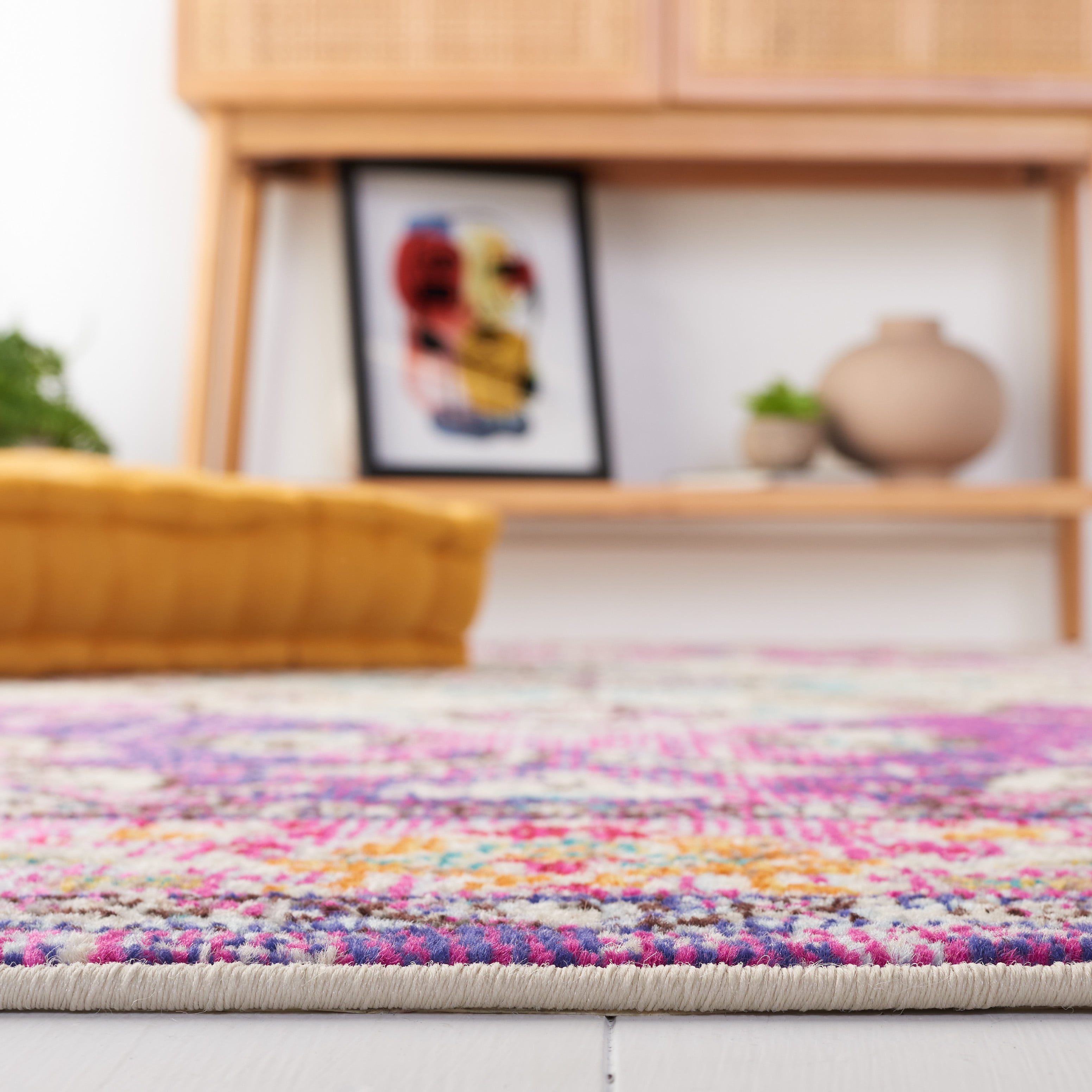 SAFAVIEH Area Rug 6'7"x9'2" - Monaco Collection - Traditional Design, Violet & Light Blue, Ideal for Living Room, Bedroom, Dining Space (MNC243L)