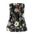 thumbnail image 6 of Womens Smocked Strapless Pleated Tube Tops Flower Print Strapless Pleated Tanks Backless Bandeau Tunic Tops Sleeveless Shirts, 6 of 7