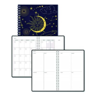 House of Doolittle HOD212144 Recycled Non-Dated Monthly & Weekly Planner, Celestial - Blue & Gold Cover